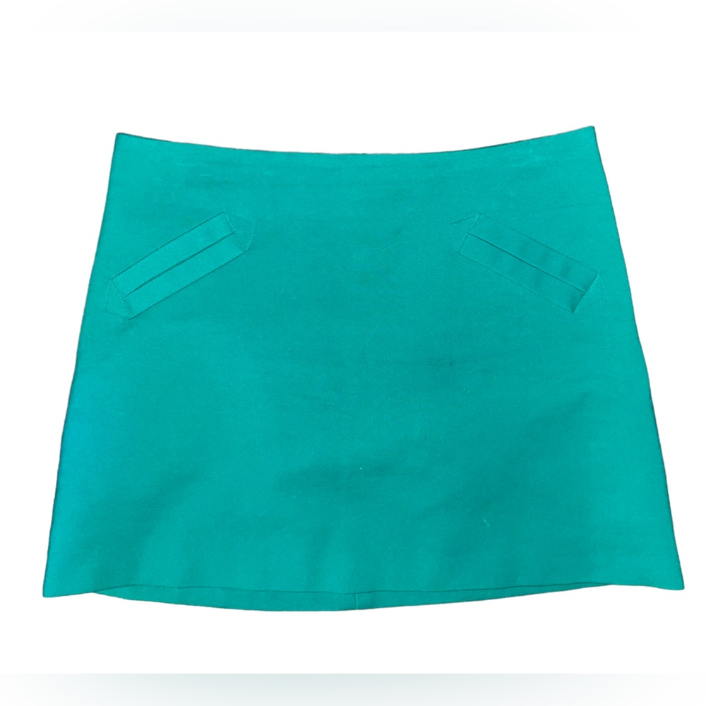 Zara Basic Mini Skirt Green Sz L Lined Back Zip Classic Women’s